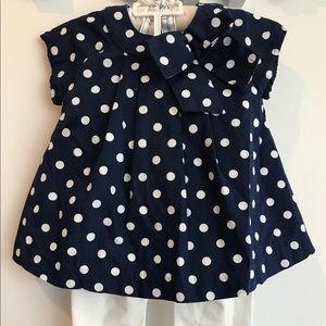 First Impressions Navy Polka Dot Blouse & Pants